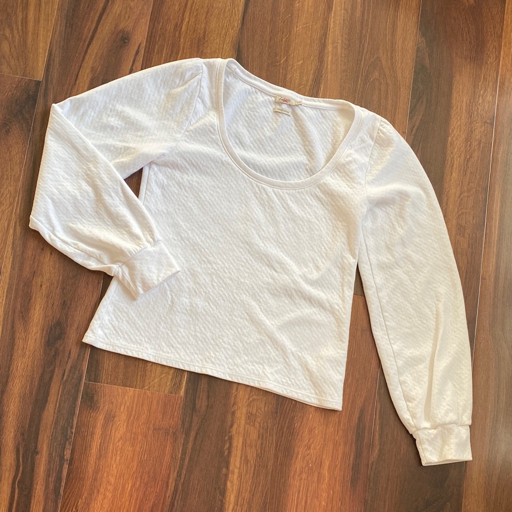 Faherty Organic Cotton Pacific Point Scoop Neck Balloon Sleeve Top